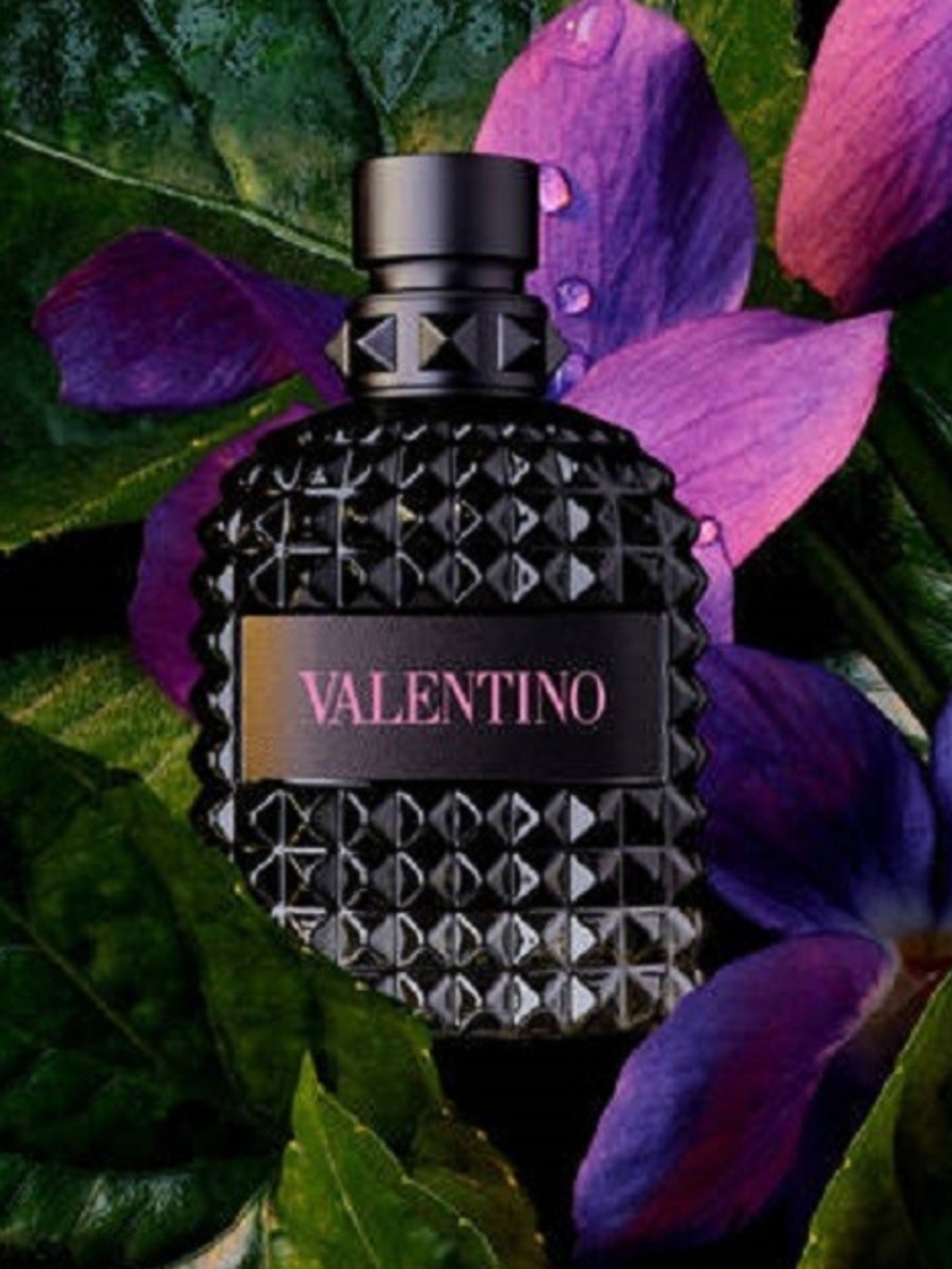 Valentino Black Studded Bottle with Pink Logo